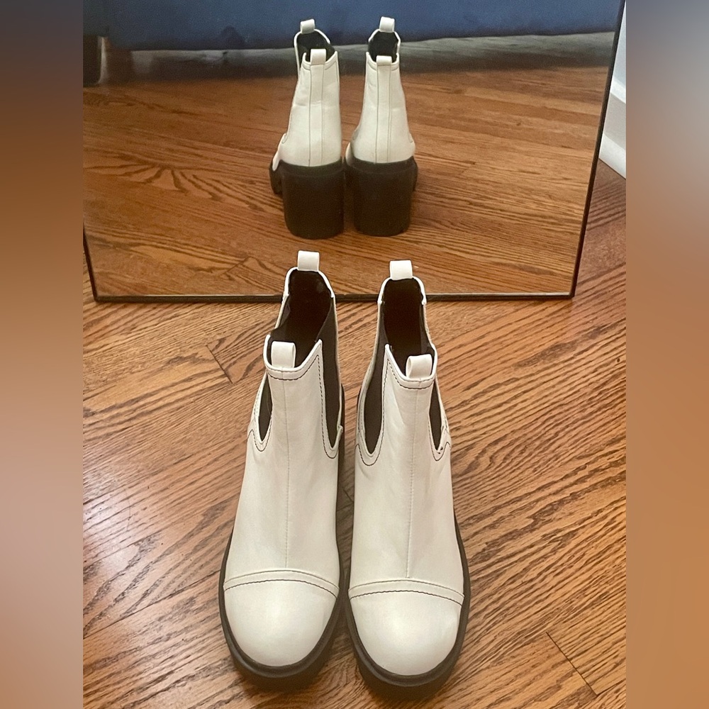 Public Desire Cream Ankle Boots